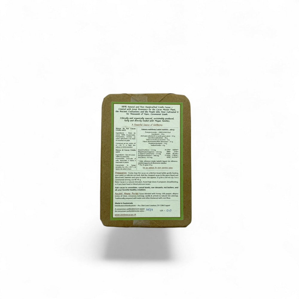 Guatemala, cacao de cérémonie Raíces Maya 100% (Criollo, 200g) - Chocolats du Monde